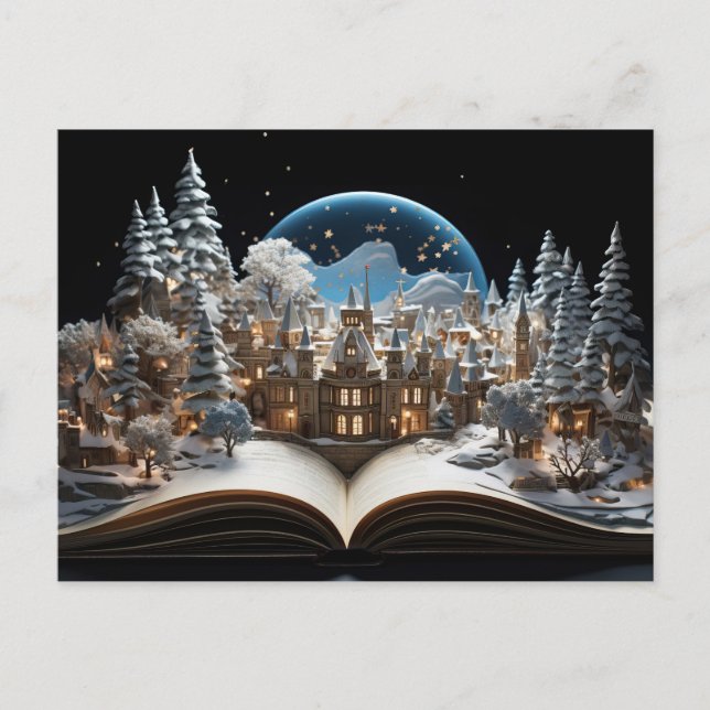 Cartes Pour Fêtes Annuelles Livre de Noël Snow-Globe Village (Devant)