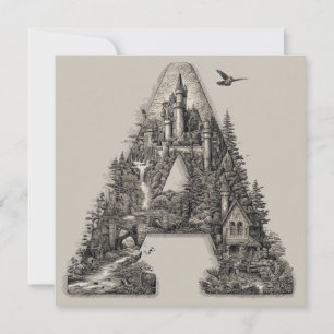 Cartes Pour Fêtes Annuelles Livre illustré de la lettre A fantaisiste avec des
