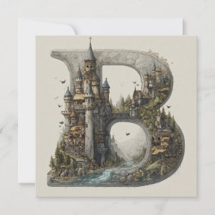 Cartes Pour Fêtes Annuelles Livre illustré de la lettre B de fantasy avec des