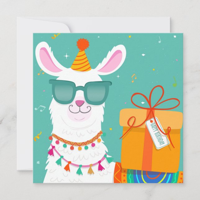 Cartes Pour Fêtes Annuelles Llama d'anniversaire (Devant)