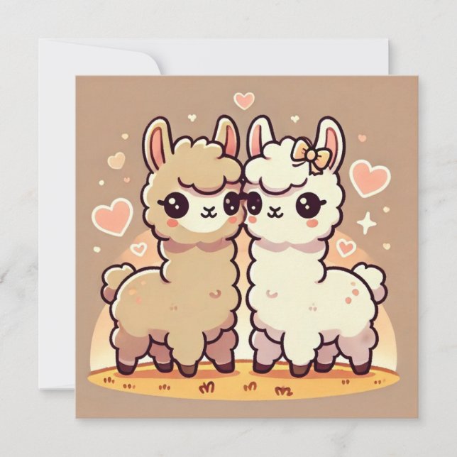 Cartes Pour Fêtes Annuelles Llama Love Card (Devant)