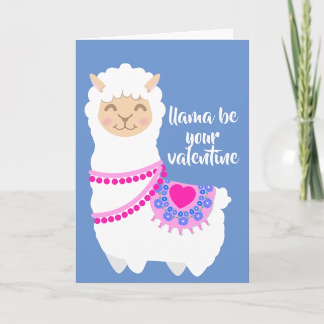 Cartes Pour Fêtes Annuelles Llama soit ton jeu de Saint Valentin (Devant)