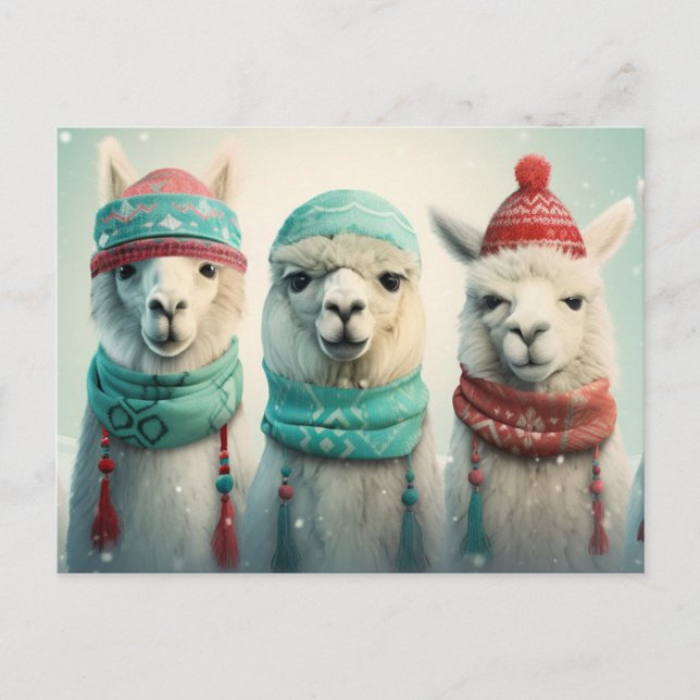 Cartes Pour Fêtes Annuelles Llamas d'hiver (Devant)