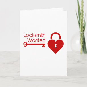 Cartes Pour Fêtes Annuelles Locksmith Recherché Valentine's Day Heart Lock