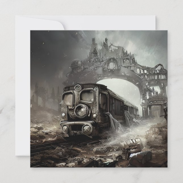 Cartes Pour Fêtes Annuelles Locomotive Haunted Ghost Train (Devant)