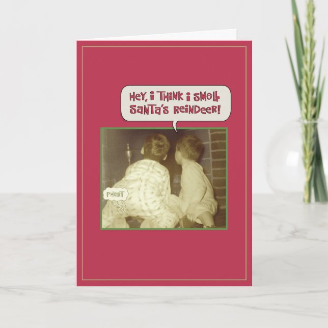 Cartes Pour Fêtes Annuelles L'odeur de rennes de père Noël amusante (Devant)