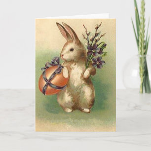 Cartes Pour Fêtes Annuelles L'oeuf de pâques vintage de lapin de Pâques