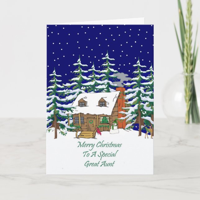 Cartes Pour Fêtes Annuelles Log Cabin Christmas Great Aunt (Devant)