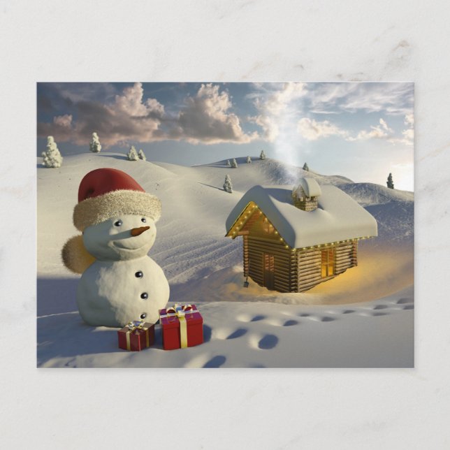 Cartes Pour Fêtes Annuelles Loger dans la neige à Noël (Devant)