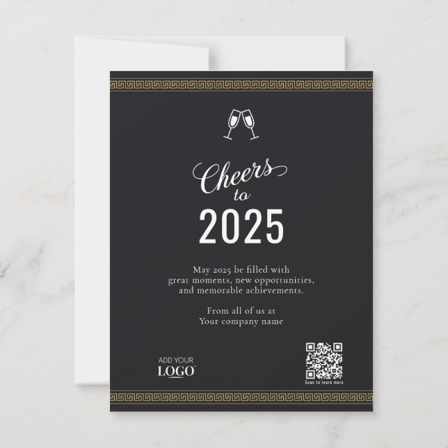 Cartes Pour Fêtes Annuelles Logo d'affaires élégant Code QR moderne 2025 Calen (Dos)
