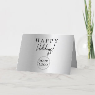 Cartes Pour Fêtes Annuelles Logo d'affaires Joyeuses Faux Silver