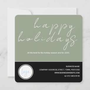 CARTES POUR FÊTES ANNUELLES LOGO D'AFFAIRES VERT ET NOIR CLIENT HEUREUX HCARD