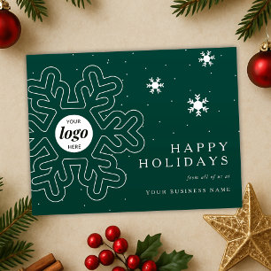 Cartes Pour Fêtes Annuelles Logo de l'entreprise Noël Snowflakes Green Corpora