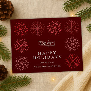 Cartes Pour Fêtes Annuelles Logo de l'entreprise Noël Snowflakes Red Corporate