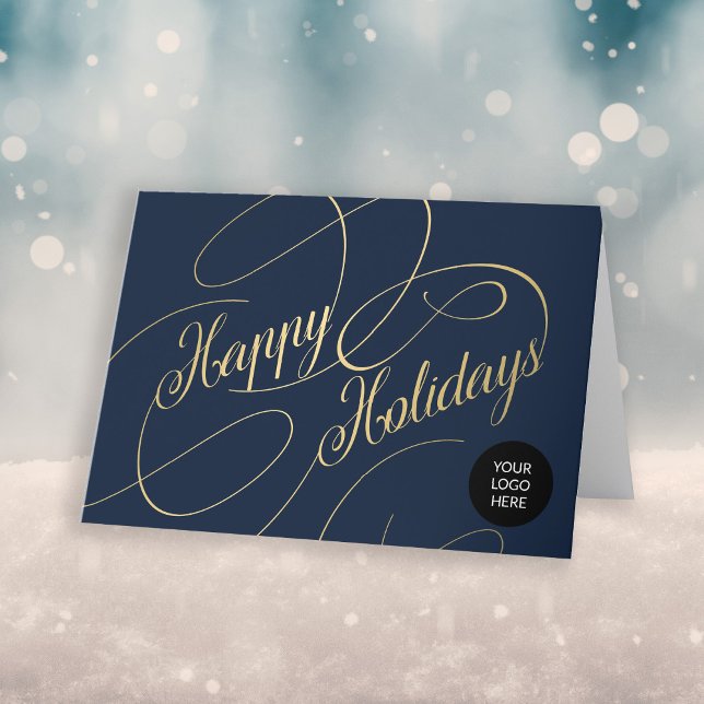 Cartes Pour Fêtes Annuelles Logo d'entreprise élégant d'écriture or (Créateur téléchargé)