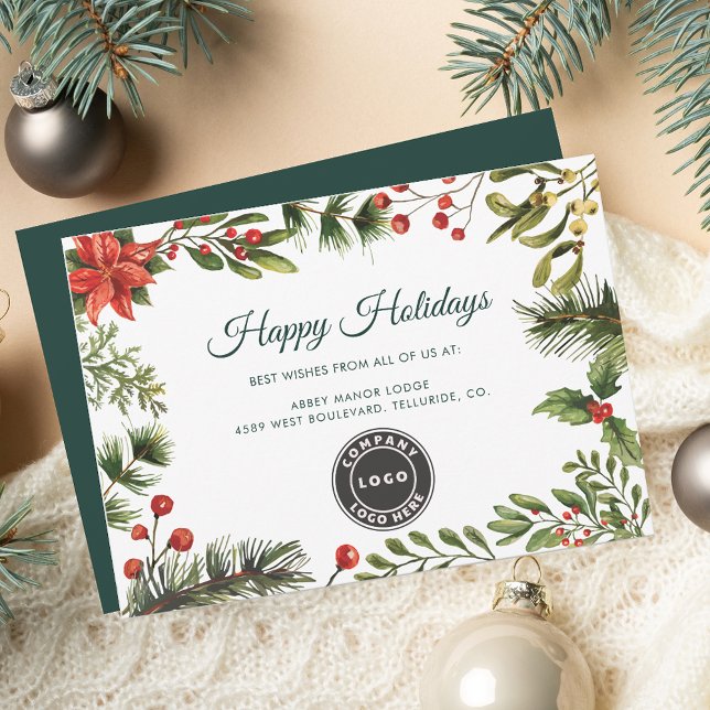 Cartes Pour Fêtes Annuelles Logo d'entreprise Employés Noël (Business Logo Company Employees Christmas Holiday Card)