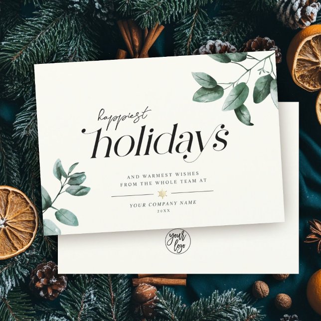 Cartes Pour Fêtes Annuelles Logo d'entreprise Eucalyptus minimaliste moderne (Créateur téléchargé)