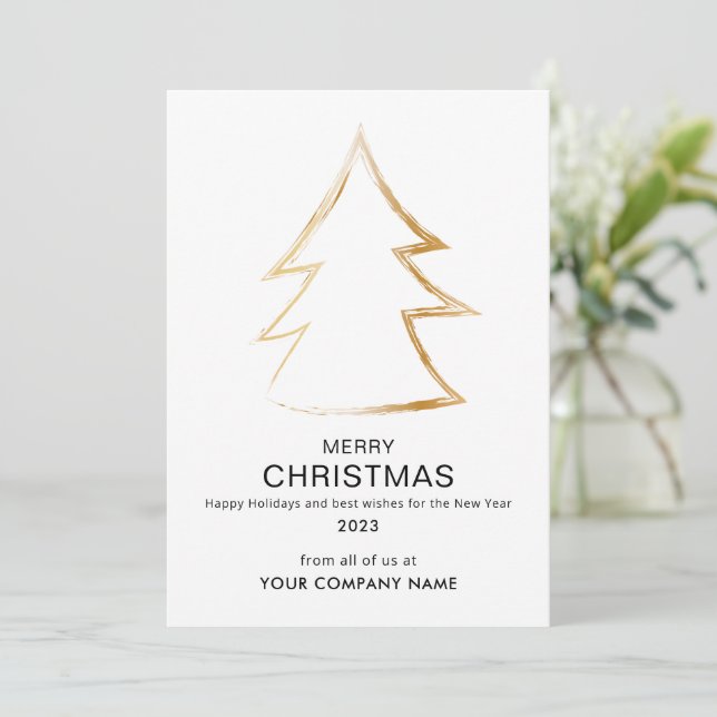 Cartes Pour Fêtes Annuelles Logo d'entreprise moderne Christmast Tree Blanc (Debout devant)