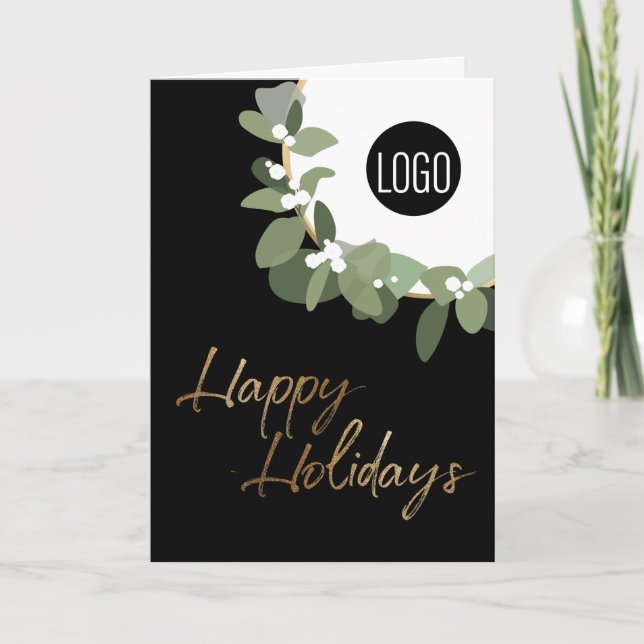 Cartes Pour Fêtes Annuelles Logo d'entreprise moderne Happy Holidays vertical  (Devant)