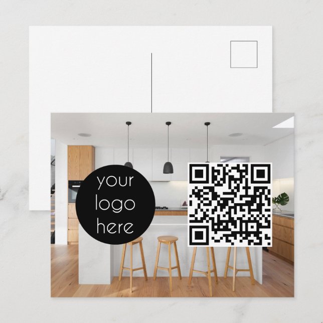 Cartes Pour Fêtes Annuelles Logo d'entreprise promotionnel Code QR Photo (Devant / Derrière)