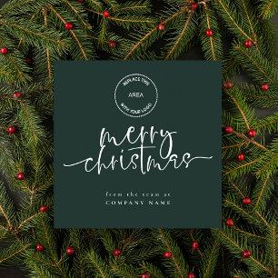 Cartes Pour Fêtes Annuelles Logo d'entreprise Vert Joyeux Carré de Noël