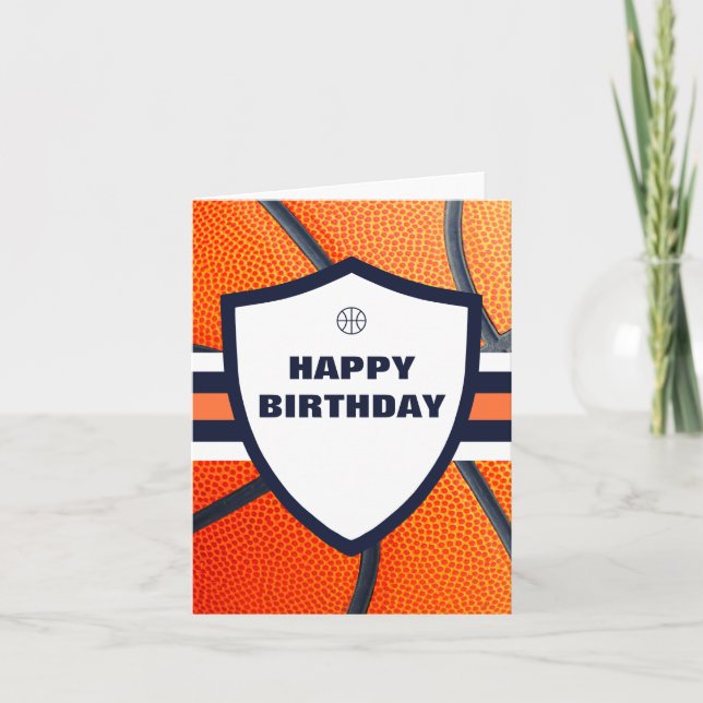 Cartes Pour Fêtes Annuelles Logo emblématique moderne de basket-ball HAPPY ANN (Devant)