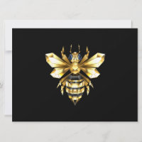 Logo Faux Gold Foil Bee Polygonal sur Noir
