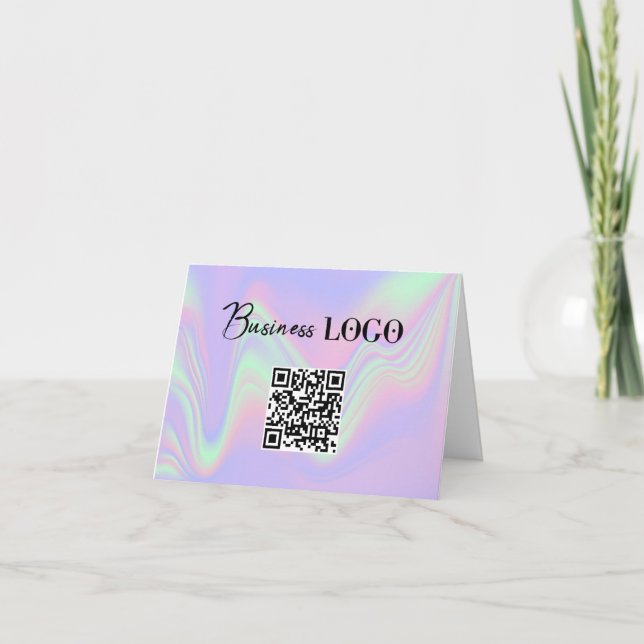 Cartes Pour Fêtes Annuelles Logo Holographique Entreprise Code QR (Devant)