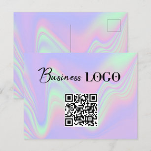 Cartes Pour Fêtes Annuelles Logo Holographique Entreprise Code QR