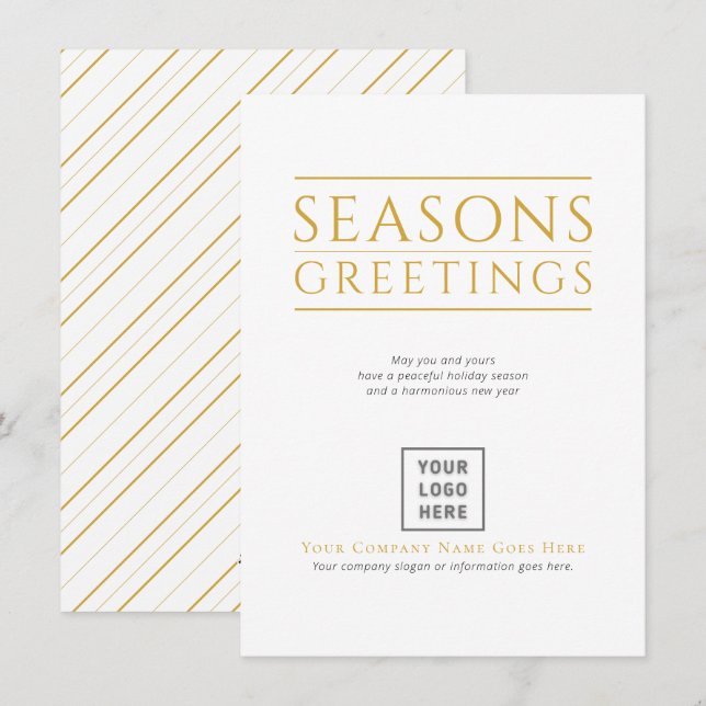 Cartes Pour Fêtes Annuelles Logo Joyeuses Fêtes Gold Stripes Business (Devant / Derrière)