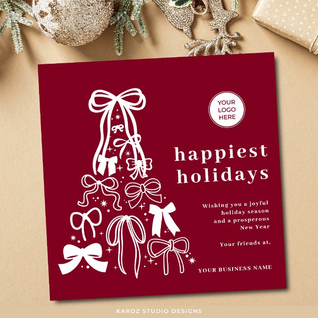 Cartes Pour Fêtes Annuelles Logo moderne Christmas Tree Business Holiday Card (Card shown in 5.25 x 5.25, add your logo and message, choose paper and corner style.)