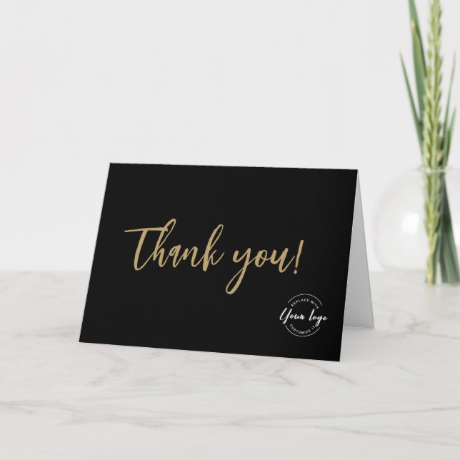 Cartes Pour Fêtes Annuelles Logo personnalisé Black Gold Yellow Business (Devant)