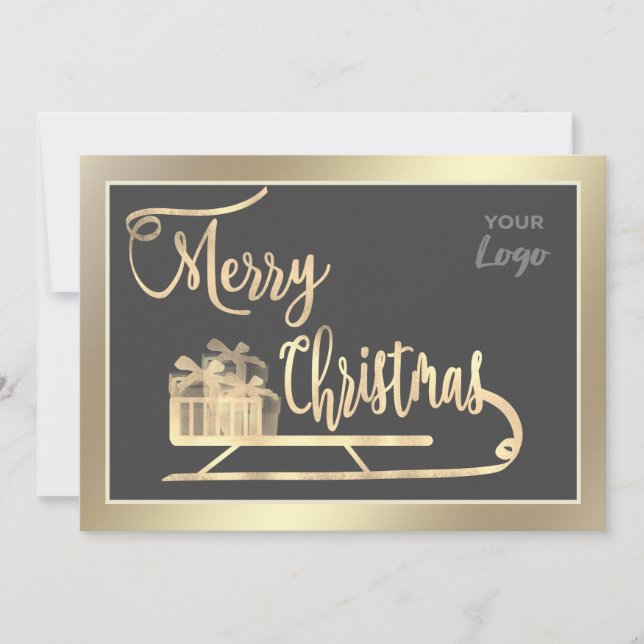 Cartes Pour Fêtes Annuelles Logo personnalisé de calligraphie dorée (Devant)