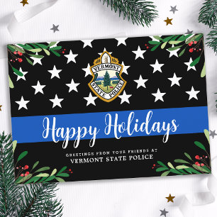 Cartes Pour Fêtes Annuelles Logo personnalisé du service de police Ligne bleue
