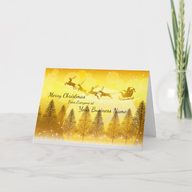 Cartes Pour Fêtes Annuelles Logo Promo Business Gold avec Sleigh Christmas (Devant)