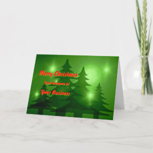 Cartes Pour Fêtes Annuelles Logo Promo Business Green Trees Joyeux Noël