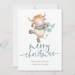 Cartes Pour Fêtes Annuelles Logo QR de vache Highland Corporate Joyeux Noël