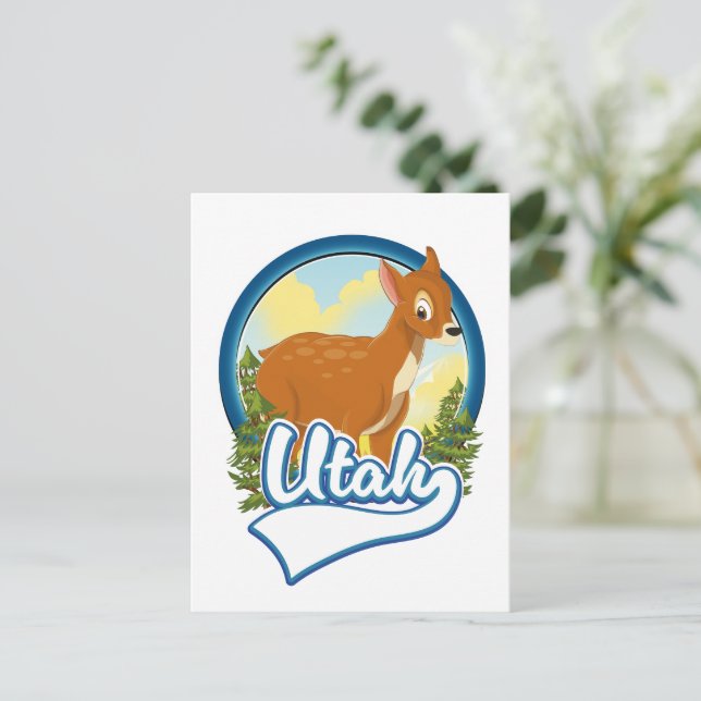 Cartes Pour Fêtes Annuelles Logo Utah Deer Travel (Debout devant)