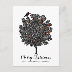 Cartes Pour Fêtes Annuelles L'Oiseau Corbeau Décore L'Arbre De Noël