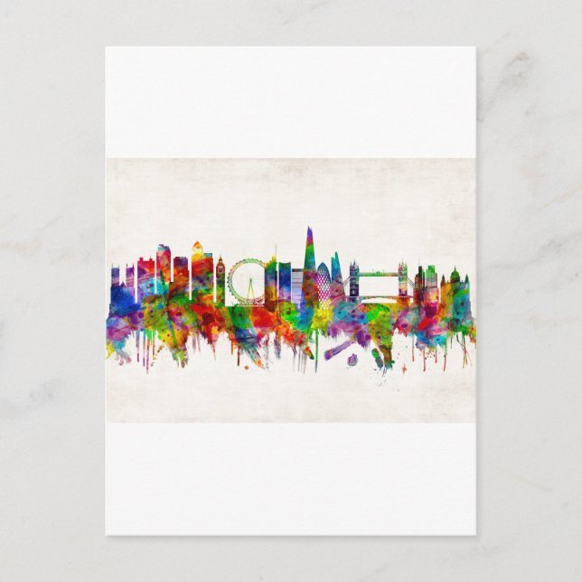 Cartes Pour Fêtes Annuelles London England Skyline (Devant)