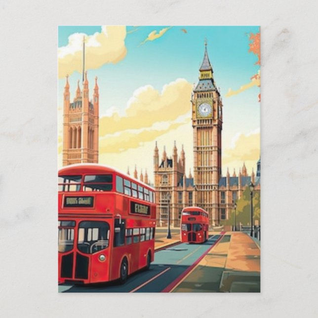 Cartes Pour Fêtes Annuelles London Travel Postcard Art, London Travel Art, Ang (Devant)