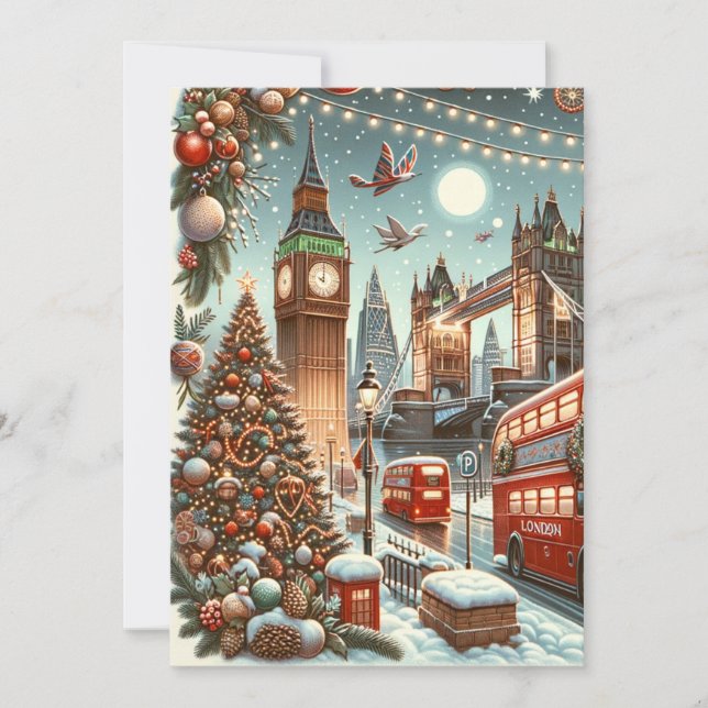 Cartes Pour Fêtes Annuelles London's Festive Splendor - Vibrant Christmas Card (Devant)