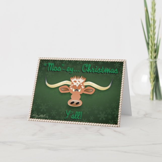 Cartes Pour Fêtes Annuelles Longhorn Steer Comique (Devant)