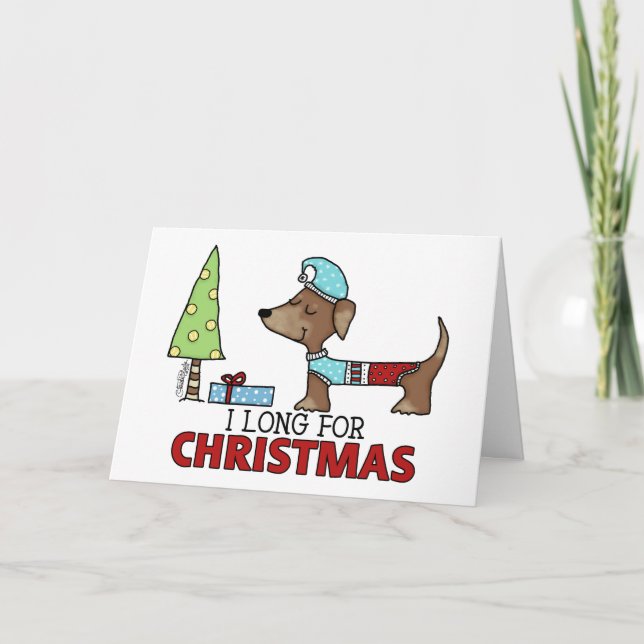 Cartes Pour Fêtes Annuelles Longtemps pour le Noël-Teckel (Devant)