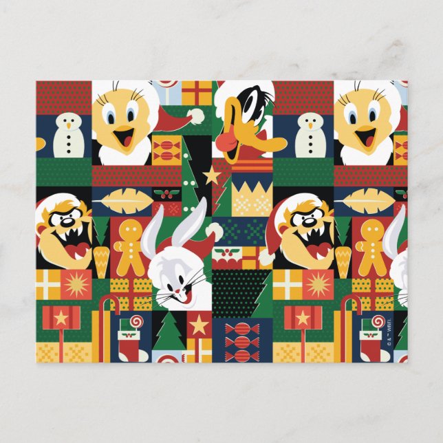 Cartes Pour Fêtes Annuelles LOONEY TUNES™Motif de blocs de vacances (Devant)