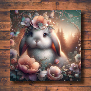 Cartes Pour Fêtes Annuelles Lop Earny Bunny Bois Floral Art Nouveau Pâques
