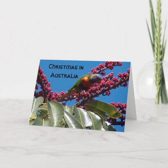Cartes Pour Fêtes Annuelles Lorikeet chargeant, Noël, l'Australie (Devant)