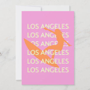 Cartes Pour Fêtes Annuelles Los Angeles Travel Art, Californie, Voyage, rose