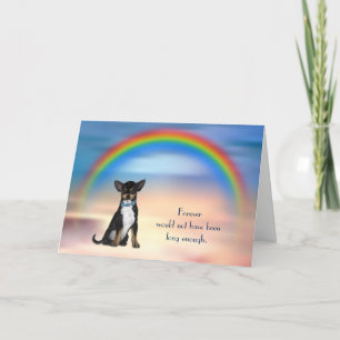 Cartes Pour Fêtes Annuelles Loss of Black Tan Chihuahua Rainbow Sympathy