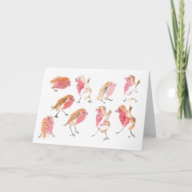Cartes Pour Fêtes Annuelles Lots de Noël robins (Devant)